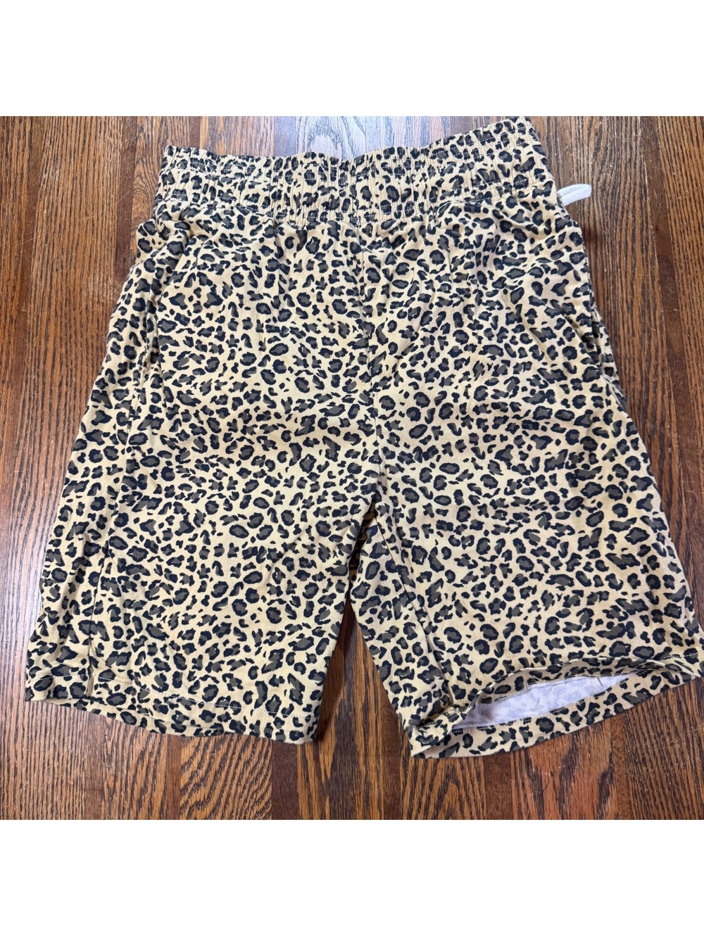 Cookman Leopard Print Chef Short Pants Elastic Waist Stretch Lounge Beige M